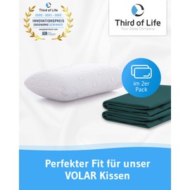 Cushion Cover 25 x 40 cm Sea Green Double Pack, Perfect for Volar Travel Pillow, Cotton (Double Jersey), Non-Iron and Tumble Dryer-safe, Cushion Covers Set of 2 with Zip, Oeko-Tex Certified
