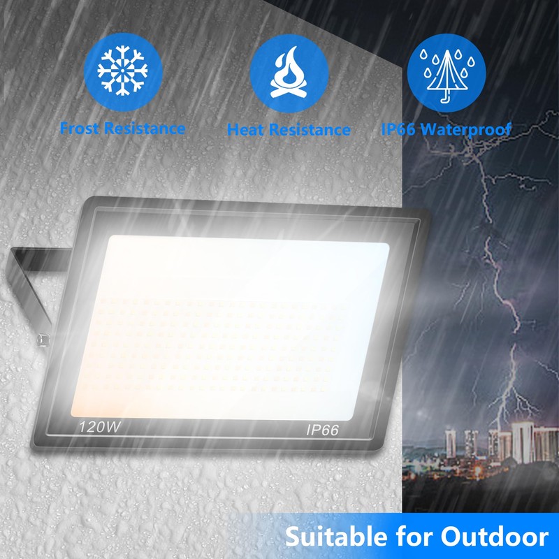 Gopretty 120W LED FloodLights Outdoor 2 Pack, 14000LM Dimmable, 3CCT
