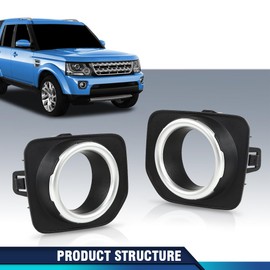PIT66 Fog Lamp Light Cover Bezel Trim Pair Compatible with Land Rover LR4 2010-2016 LR051337, LR051335 Silver