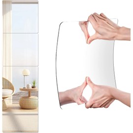 PopularLdo 8 Pack 12x12 Inch Shatterproof Acrylic Mirror Tiles, Self-Adhesive Full Body Wall Mirrors for Bedroom, Home Gym, Bathroom & Living Room, Unbreakable Flexible Mirror Sheets