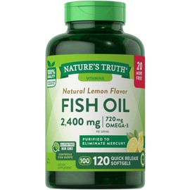 Nature's Truth Omega 3 Fish Oil 120 Softgels with Natural Lemon Flavor