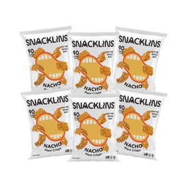 SNACKLINS Plant Based Crisps NACHO Flavor Crips - Gluten Free, Grain Free, 100% Kosher, Vegan Healthy Snacks, Crunchy Puffed Snack, Only 90 Calories Per Bag - .9oz (Case of 6)