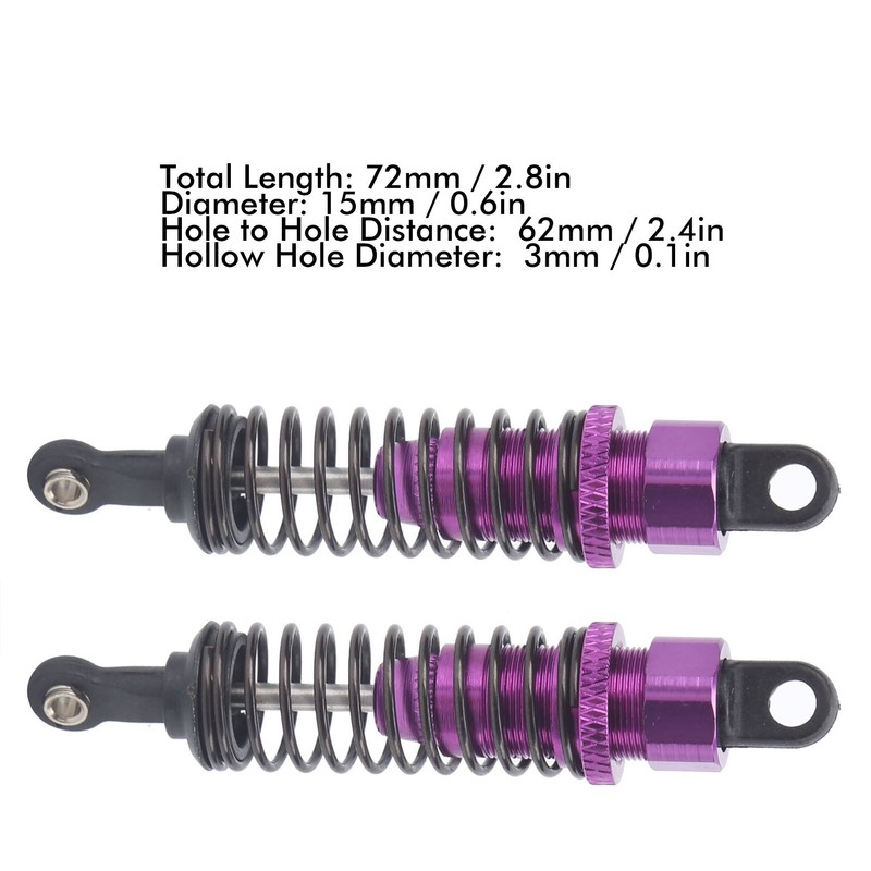 2Pcs 72mm RC Aluminium Shock Absorber Damper for TRAXXAS SLASH