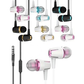 Flcloud Earbuds Wired 6 Pack - Headphone in Ear with Microphone, Earphones with Clear Friendly Sound for Play and Work, Fits All 3.5mm Devices