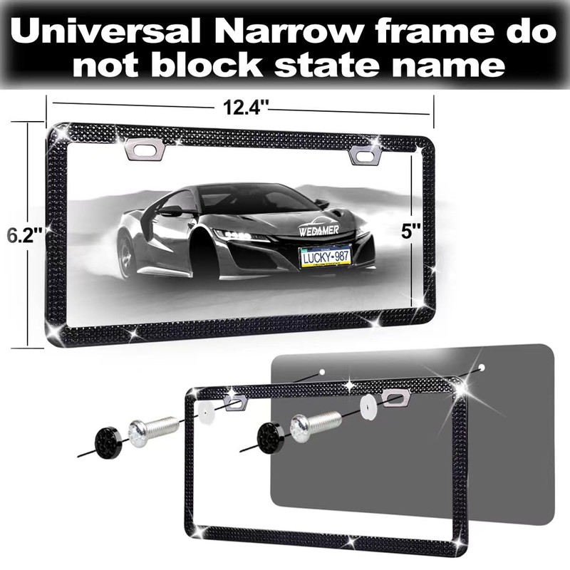 WEDAMER License Plate Frames for Women Bling License Plate Frame