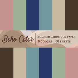 AnyDesign 60 Sheet 8.5 x 11 Inch Boho Colored Card Stock Paper Blank Thick Paper Cards Neutral Color Scrapbook Paper for Prints DIY Arts Crafts School Office Home Supplies, 65lb