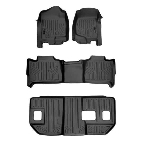 MAXLINER Custom Fit Floor Mats 3 Row Liner Set Black Compatible with 2007-2014 Chevrolet Suburban/GMC Yukon XL and Denali XL