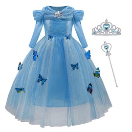 SANNYHHOOT - Disfraz de Princesa para niñas, 1blue with Accessories, 120cm(3-4T)