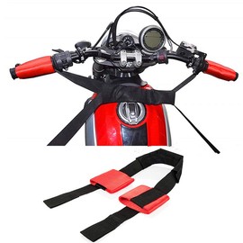 Porotmotor Universal Motorcycle Transport Tie Down Strap Set Handlebar Strap and Rear Wheel Tie Down Strap Set in Red