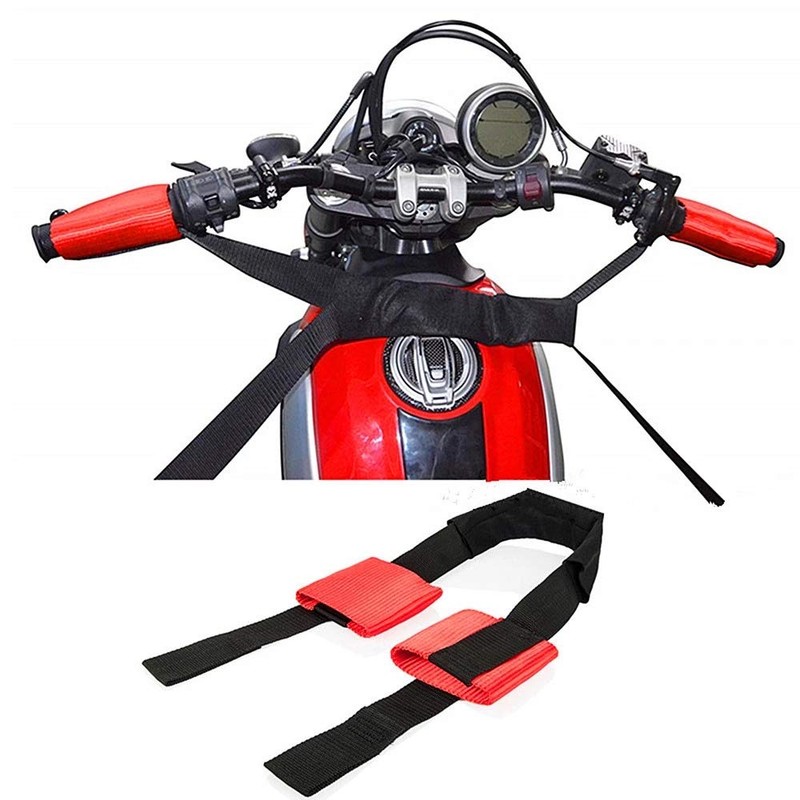 Porotmotor Universal Motorcycle Transport Tie Down Strap Set Handlebar Strap