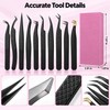 Professional Eyelash Tweezers – Black Fiber Tip Precision Lash Extension