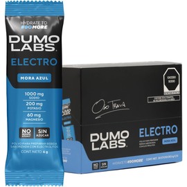 DUMO ELECTRO Electrolitos Orales en polvo sin azucar Suplemento Premium para Hidratación con Sodio, Potasio y Magnesio Electrolitos para Energía, Rendimiento y Recuperación Mora Azul 30 Porciones (30 pack, Mora azul)
