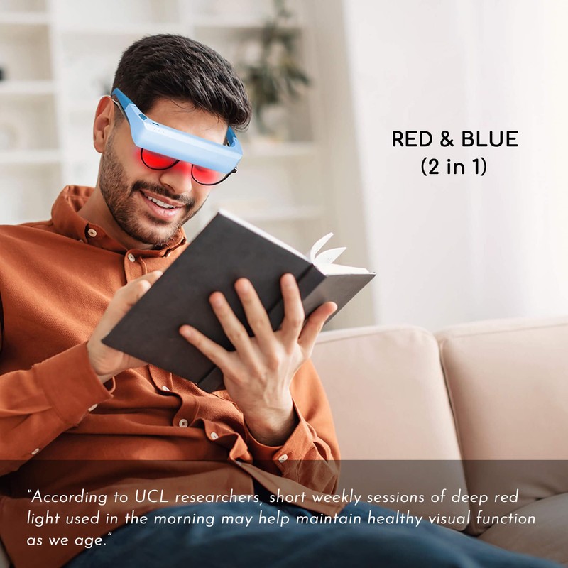 2-in-1 Red & Blue Light Therapy Glasses for Eye Comfort