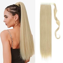 TESS Ponytail Extension 28 Inch,Hair Extensions Clip in Long Straight Synthetic Wrap Pony Tails Hair Pieces for Women(#24/613)
