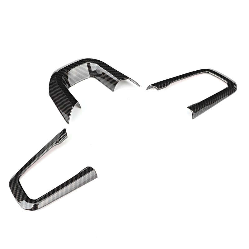3pcs Carbon Fiber Texture Steering Wheel Decoration Molding Trim Fit