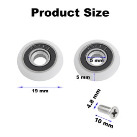 8-Pack Shower Door Rollers with M5 Screw - White Curved Door Runner with Eccentric Wheel Parts - Replacement Shower Wheels and Rollers for Sliding Glass Doors - 19mm