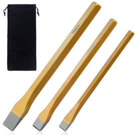 SPEEDWOX 3-Piece Heavy Duty Cold Chisels Set 3/8-Inch 1/2-Inch 5/8-Inch Metal Chisel Set Cold Steel Rock Chisel Comes in a Roll-up Storage Pouch for Cutting Rivets Rods and Bolts Removing Slag