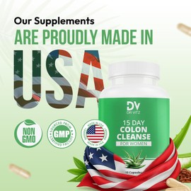 15-Day Colon Cleanse for Women – Natural Detox Pills with Herbs, Fiber & Probiotics for Gut Health, Bloating & Constipation Relief, 30 Capsules