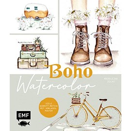 Boho Watercolor: Aquarell-Motive Schritt für Schritt im Vintage-Look malen – Mit Vorlagen-Poster