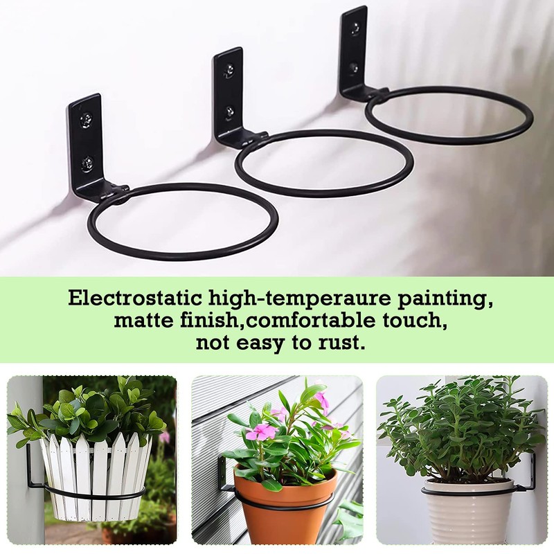 GIAK 3Pcs Flower Pot Holder Ring Wall Mounted 4 inch