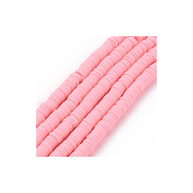 Handmade Polymer Clay Heishi Beads 6mm x 1mm – Pink