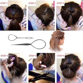 Hair Styling Accessories Hair Bun Braid Maker Hair Accessories Styling Set Topsy Tail Hair Loop Tool Kit DIY Style Girls Women Hairstyle Aid Band Spiral Braiding for Hair Clips Black [4 Pieces]
