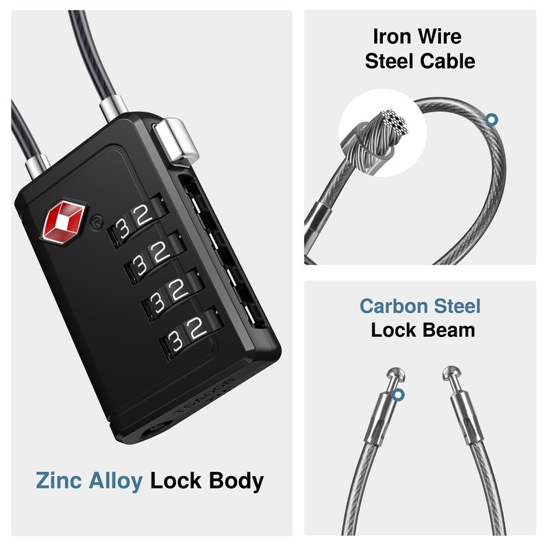 Puroma TSA Approved Luggage Travel Locks with Open Alert Indicator,