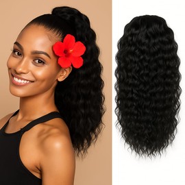 ALOHA!ʳ Natural Wave Drawstring Ponytail – Curly Hair Extension for Black Women – Heat-Resistant, Lightweight, Easy Install – Natural Look with Island Vibe