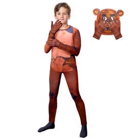 Male Novelty Bodysuit Unisex Graphic Jumpsuit Horror Full Spandex Bodysuit 3D Printed Jumpsuit, Brown
