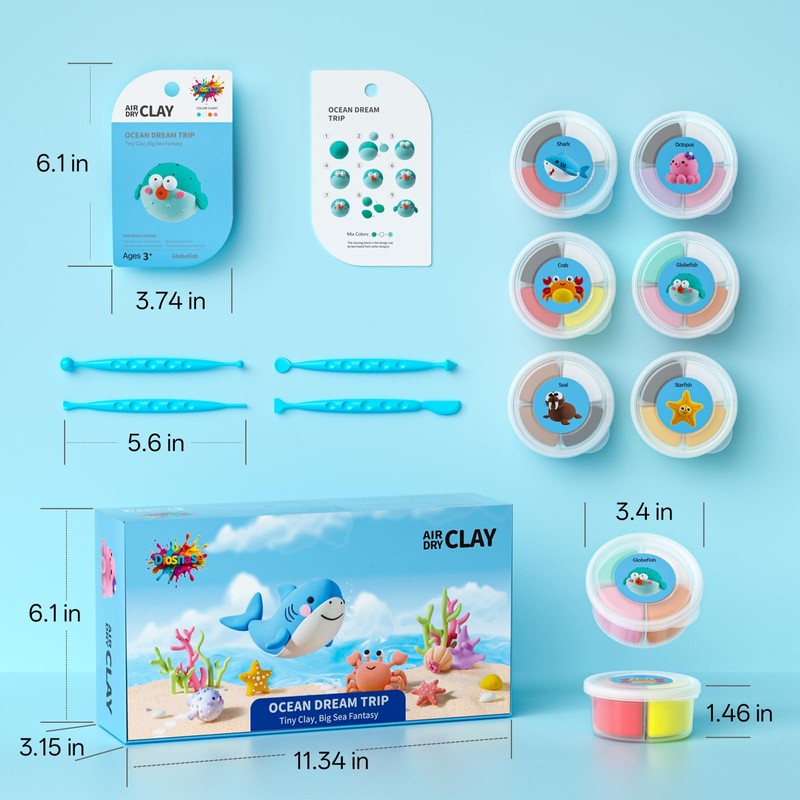 Air Dry Clay for Kids - 6 Ocean Themed Modeling