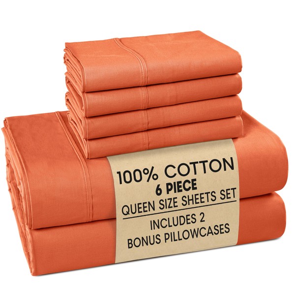 Casa Platino 100% Cotton Sheets Queen Size Set - 6