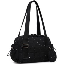 LEDAOU Mini Sports Bag for Women, Small Padded Gym Bag with Wet Compartment and Coin Pocket, Lightweight Gym Bag for Yoga, Workout, Dance & Fitness, White Wave Point, One size, Bag