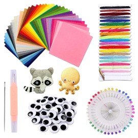 Eowppue Felt Fabric Craft Felt Set - 40 Colours Felt Fabric, DIY Felt Fabric for Crafts, 15 x 15 cm, Soft Polyester Felt Sheets, Includes Sewing Accessories for DIY Crafts, Sewing, Manual Decoration