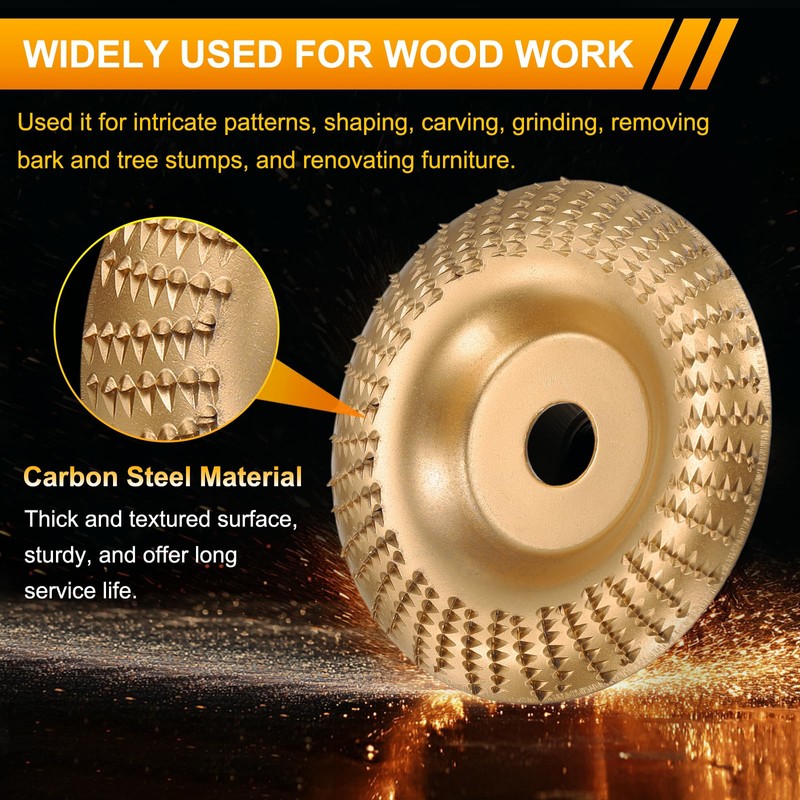 HARFINGTON 3Pcs Wood Carving Disk Grinder Wheel 4" Rotary Tool