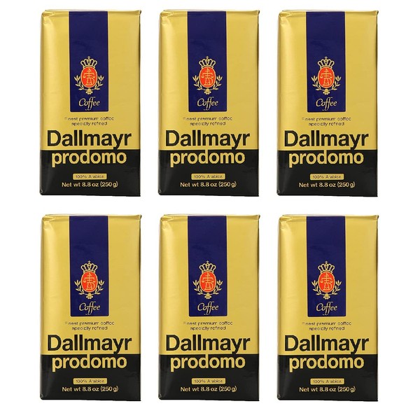 Dallmayr Gourmet Coffee, Prodomo (Ground), 8.8-Ounce Vacuum Packs - Pack of 6