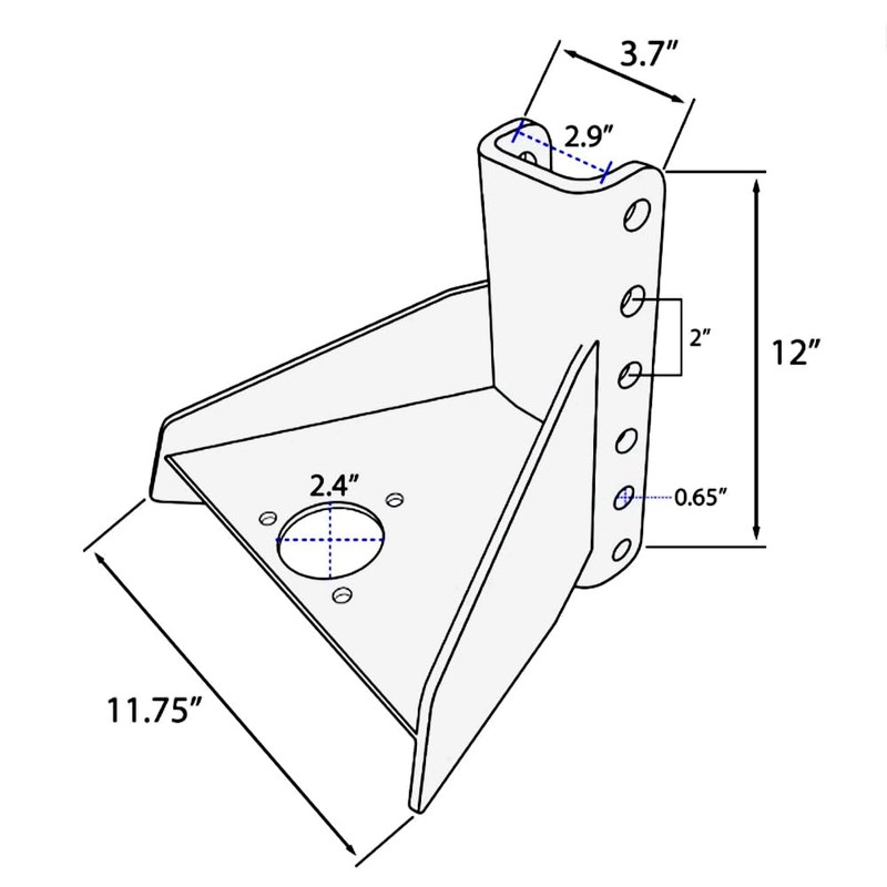 Vertical Channel Weld On Tongue Adapter for Trailer A-Frames -