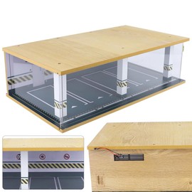 RustyVioum Model Car Display Case 1/24 Scale Car Garage Model Diorama Parking Lot w/ Light and Dust Cover Parking Lot Case for Car Toy( 4 Parking Spaces)