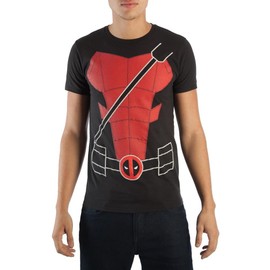 Deadpool Suit up Costume Tee Shirt, Black, Medium