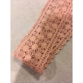 Unbranded 1 yard  crochet like  cotton lace trim pink 1 3/8”wide by the yard