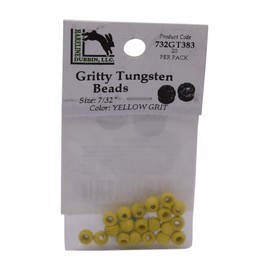 Hareline Gritty Tungsten Beads (7/32" (5.5 mm)) - Yellow Grit - 20 Beads