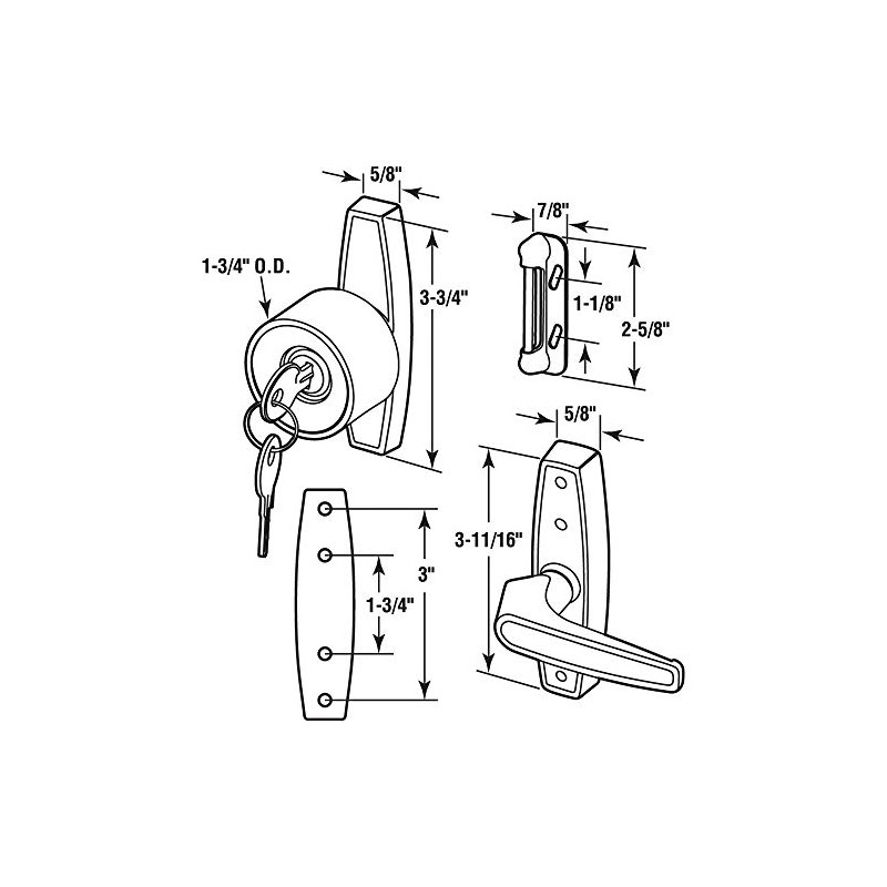 Prime-Line K 5078 Tulip Knob Lock, Keyed, with 3 In.