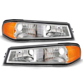 ACANII - For 2004-2012 Chevy Colorado GMC Canyon Chrome Housing Parking Signal Lights Bumper Corner Lamps Left+Right