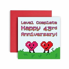 Huxters 43rd Anniversary Card – Level Complete – Funny Cards for Him & Her – 43rd Wedding Celebration Envelope