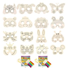 Xiuyer Masks for Colouring, Pack of 16 Animal Masks Children White Card Eye Masks with Elastic Rope for Painting and Designing for Boys Girls Crafts (16 Animals)