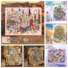 6 Sets Large Size DIY 3D Sticker Scene,Sticker Therapy for Adult,Cute Cartoon Miniature Room Scene Stickers for Adult Kids Girls Relief Stress and Pass The Time