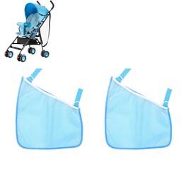2 Pack Portable Side Sling Stroller Cargo Net ,Non-Slip and Adjustable Straps Storage Mesh Bag ,Food Storage , Storage Bag for Baby Stroller Cargo Mesh Bag Storage Universal Stroller Organizer (Blue)