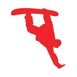 Snowboarder Sticker - Decal - Die Cut - Snowboarding grom #2 - Red 4.06" x 4.50"