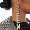 Luxurious Rhinestone QUEEN Dangle Earrings Bling Crystal Long Tassel Letters