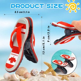 6 Pcs Beach Towel Clips for Beach Chairs, Flamingo & Parrot & Canada Flag Flip-Flop Towel Holder Windproof New Creative Bright Color Jumbo Size Clothes Quilt Blanket Curtain Drying Clips Pegs