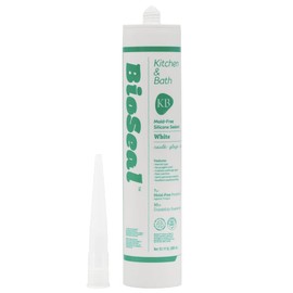 White BioSeal Waterproof 100% RTV Silicone Sealant Caulk Kitchen and Bath Grade, Low Odor No Color Change 10.1 Ounce Cartridge, White (Pack of 1)